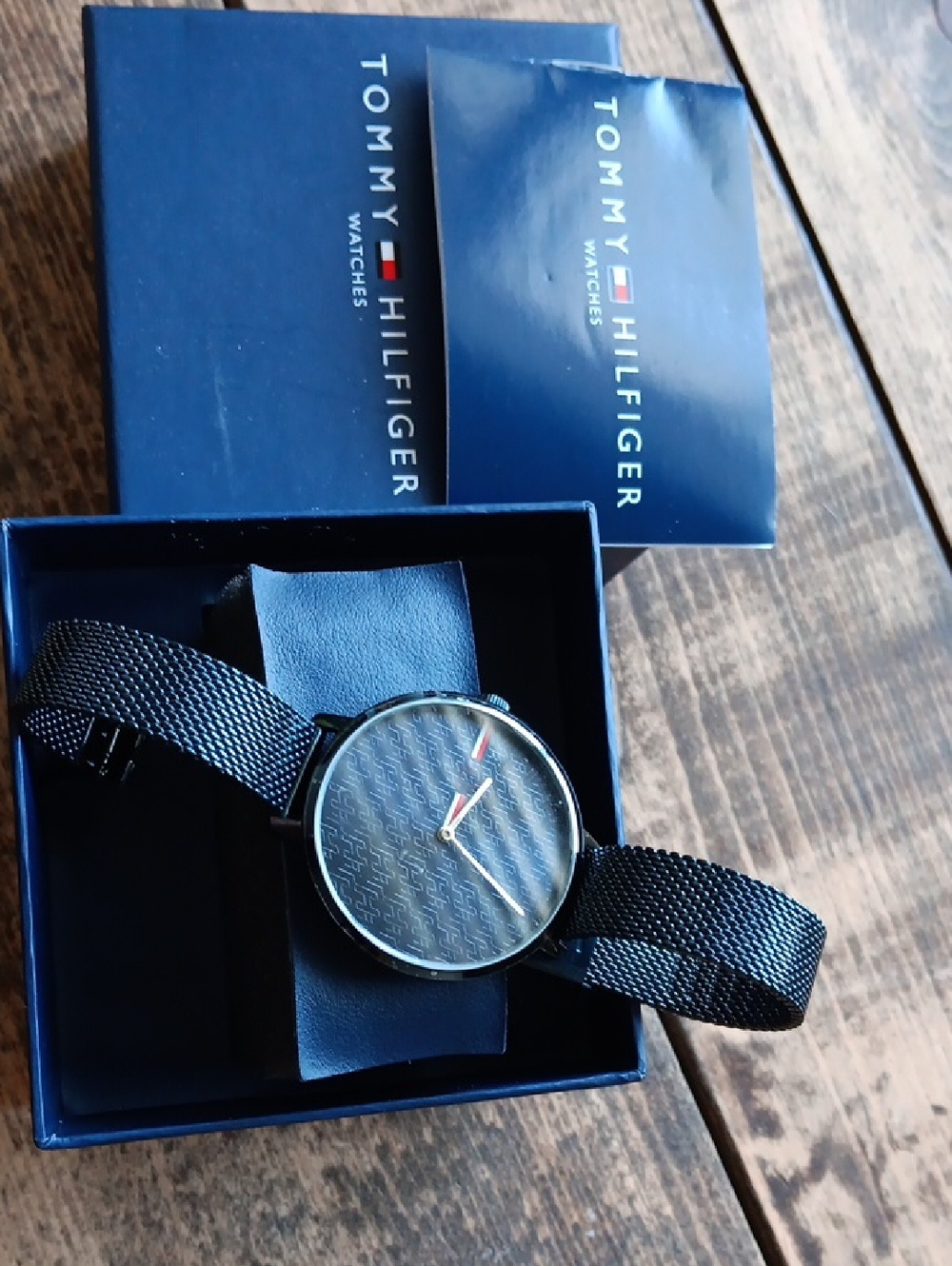 Tommy Hilfiger BLUE Mesh Strap Womens Watch with Subtle Patterned Dial